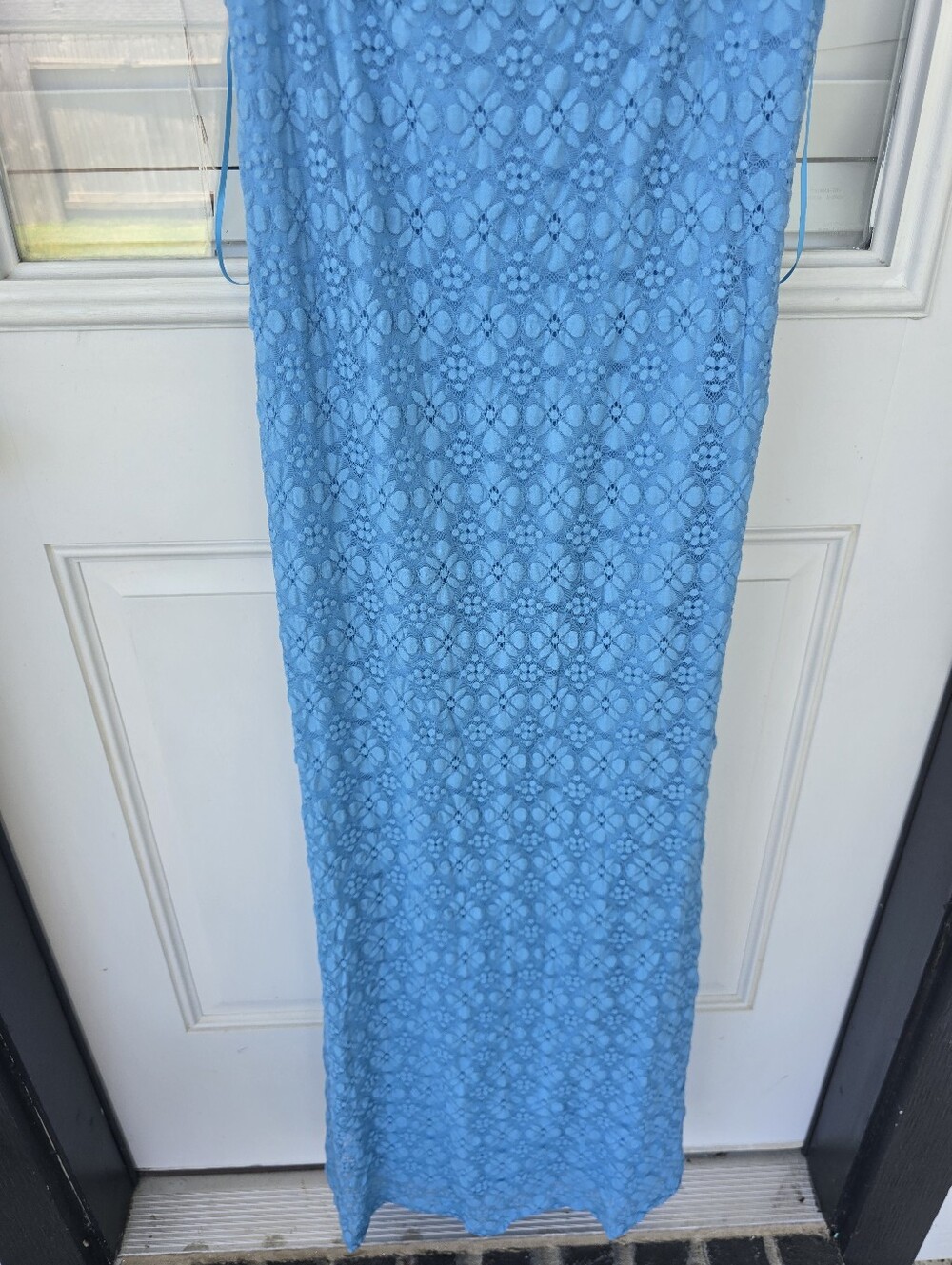 Bardot Blue Lace Slip Dress XXL Midi Spaghetti Strap Delicate Women Party NWT - Picture 5 of 8
